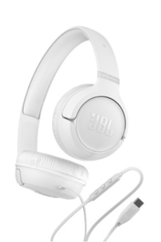 JBL Tune 530C USB-C Wired On-Ear Headphones (White)