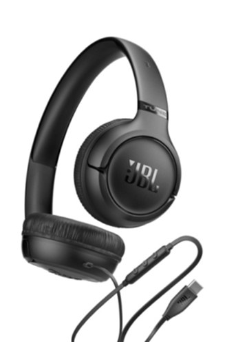 JBL Tune 530C USB-C Wired On-Ear Headphones (Black)